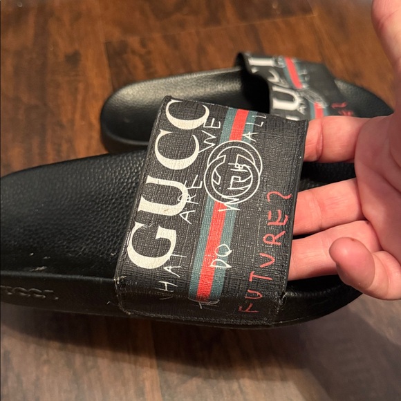 Gucci Black Graphic Slide Sandals women’s size 5-5.5 - Picture 2 of 12